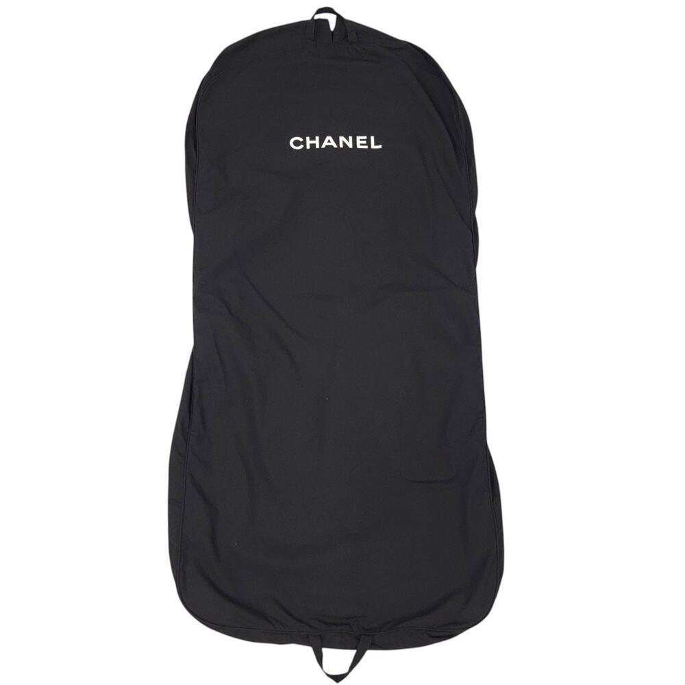 CHANEL Black Travel Garment Bag 100% Cotton Suit Dress Cover Carrier Riri Zip
